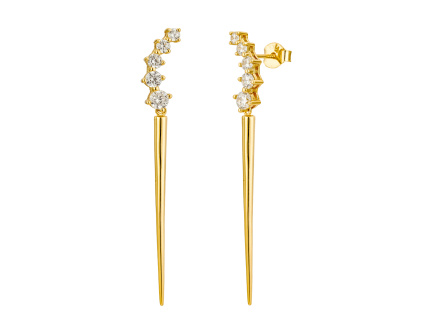 Strieborné náušnice DIKOBRAZ GOLD sú pozlátené 18K zlatom.