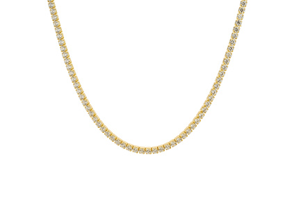 Stříbrný tenisový choker 35+5cm GOLD je pozlacený 18K zlatem.