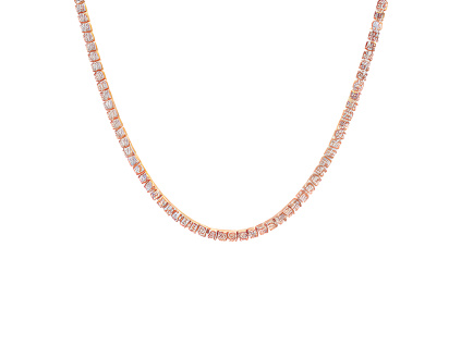 Krátký tenisový CHOKER ROSE náhrdelník je pozlacený růžovým zlatem a má nastavitelnou délku od 35 cm do 40 cm.