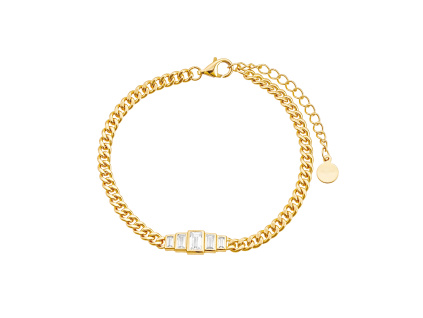 Strieborný náramok má nastaviteľnú dĺžku od 16 cm do 20 cm a je pozlátený 18K zlatom.