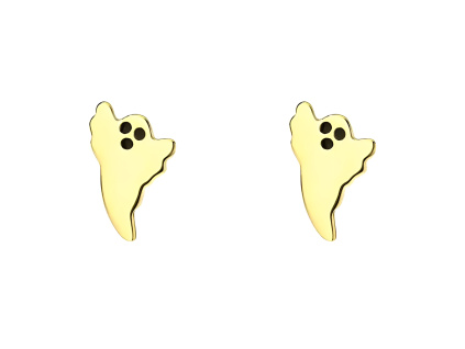 Strieborné náušnice roztomilý DUCH sú pozlátené 18K zlatom. Vhodné na Halloween párty.