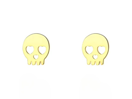 Strieborné náušnice LEBKA GOLD sú pozlátené 18K zlatom. Vhodné na Halloween párty.