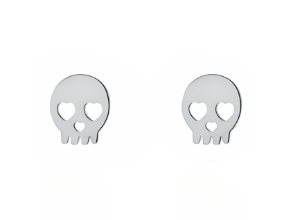 Strieborné náušnice LEBKA na Halloween párty.