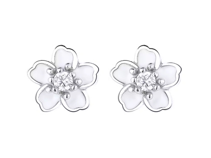 Strieborné náušnice BIELY KVET