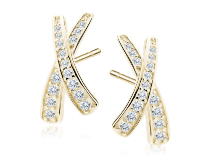 Strieborné náušnice X GOLD sú pozlátené 14K zlatom. Rodinná firma Olivie.