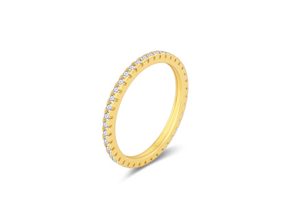 Stříbrný třpytivý prstýnek ÚSVIT GOLD je pozlacený 18K zlatem. Olivie.