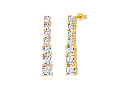 Svadobné visiace strieborné náušnice sú pozlátené 18K zlatom. Dĺžka: 3,4 cm. Olivie.