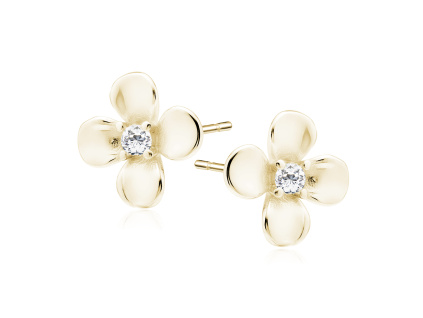 Strieborné náušnice KVÍTEK GOLD s priemerom 8 mm sú pozlátené 14K zlatom. Olivie.