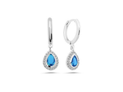 Strieborné náušnice KVAPKA AQUAMARINE