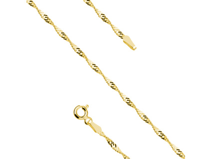 Strieborná retiazka SINGAPUR GOLD zatočeného vzhľadu je pozlátená 24K zlatom. Olivie.