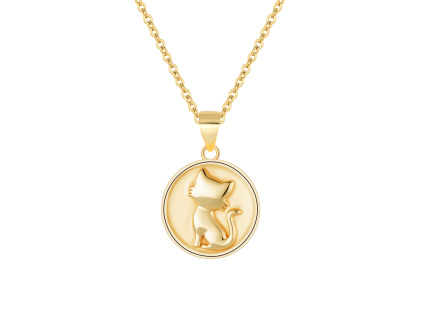 Strieborný náhrdelník KOČKA GOLD je pozlátený a na zadnú stranu je možné vygravírovať meno mačky. Olivie.