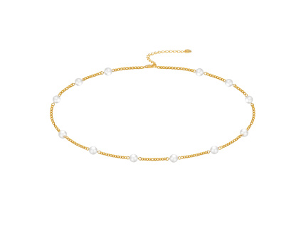 Strieborný perlový náhrdelník GOLD pozlátený 14K zlatom od Olivie.