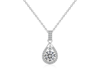 Strieborný náhrdelník 1ct 6,5mm MOISSANITE. Originálny dizajn od Olivie.
