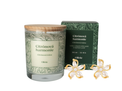 33472 9791 svicka citronova harmonie s nausnicemi kvitek gold