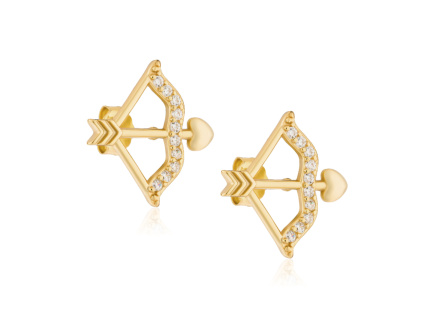 Strieborné náušnice AMORŮV ŠÍP GOLD sú pozlátené 14K zlatom. Olivie.