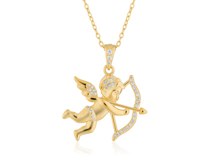 Strieborný náhrdelník AMOR GOLD je pozlátený 14K zlatom od Olivie. Najkrajší darček z lásky.