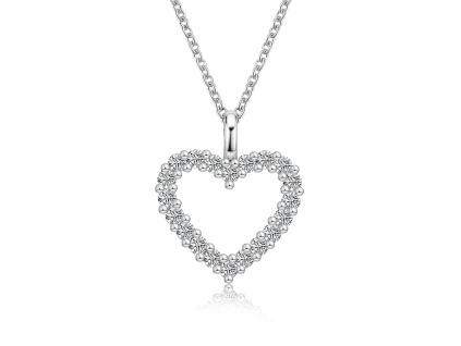 Strieborný náhrdelník 0,6ct MOISSANITE SRDCE od Olivie.