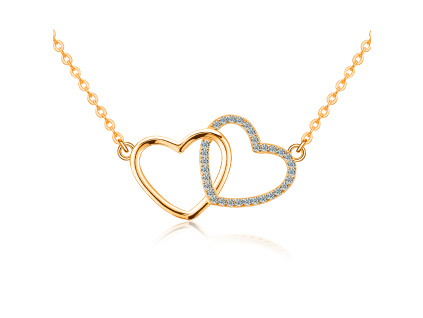 Strieborný náhrdelník ROSE MOISSANITE DVE SRDCE od Olivie.