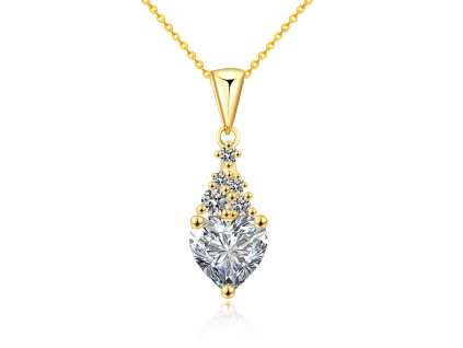 Strieborný náhrdelník 1ct MOISSANITE SRDCE GOLD od Olivie.