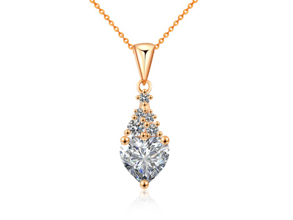 Strieborný náhrdelník 1ct MOISSANITE SRDCE ROSE od Olivie.