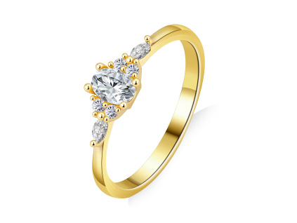 Strieborný pozlátený zásnubný prsteň MOISSANITE GOLD od Olivie.