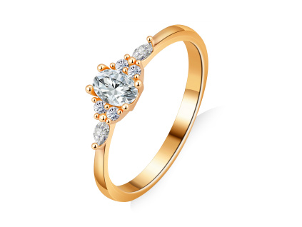 Strieborný zásnubný prsteň MOISSANITE ROSE pozlátený ružovým zlatom od Olivie.