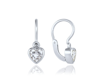 33739 detske nausnice s prednim zapinanim srdicka z bileho zlata se zirkony au 585 1000