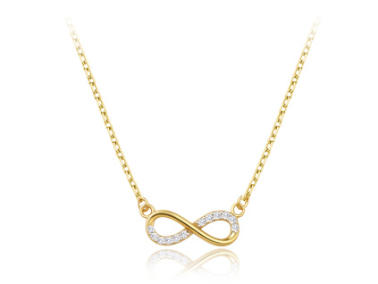 33772 minet elegantni zlaty nahrdelnik nekonecno s bilymi zirkony au 585 1000