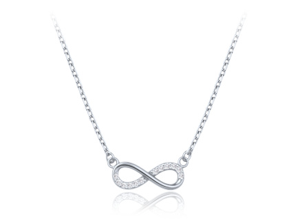 33727 elegantni zlaty nahrdelnik z bileho zlata nekonecno s bilymi zirkony au 585 1000