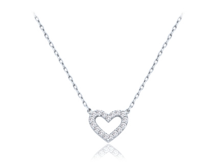 33793 minet zlaty nahrdelnik srdce z bileho zlata s bilymi zirkony au 585 1000