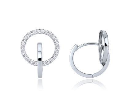 33871 2 nausnice z bileho zlata krouzky s bilymi zirkony au 585 1000