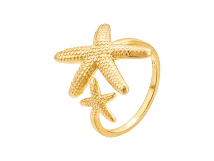 Veľkostne nastaviteľný prsteň HVĚZDICE je pozlátený 18K zlatom. Olivie.