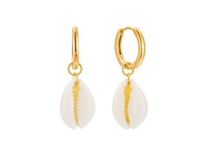 Kruhové náušnice MUŠLE sú pozlátené 18K zlatom.