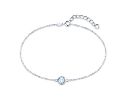 43522 minet decentni naramek z bileho zlata s modrym zirkonem au 585 1000
