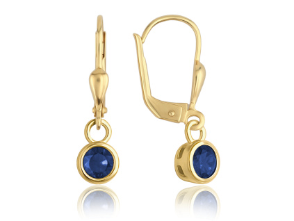 43585 minet elegantni zlate nausnice s modrymi zirkony au 585 1000