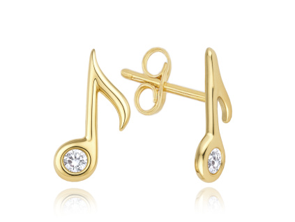 43648 minet zlate nausnice noty s bilymi zirkony au 585 1000