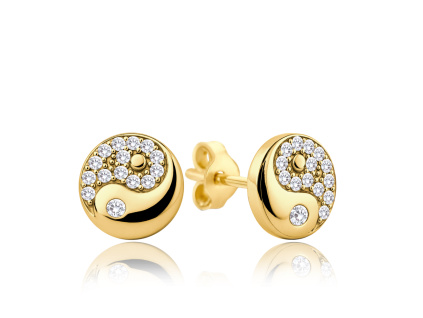 43771 minet zlate nausnice kolecka s bilymi zirkony au 585 1000