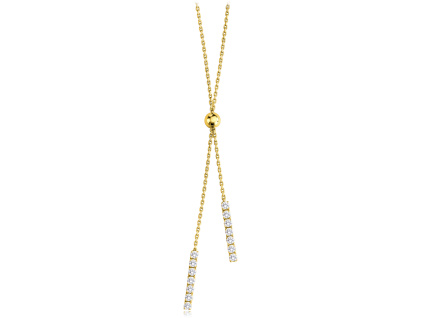 43945 minet luxusni zlaty nahrdelnik s bilym zirkonem au 585 1000