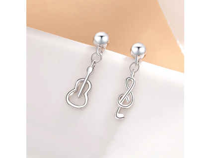 Strieborné náušnice GITARA a NOTA od Olivie.