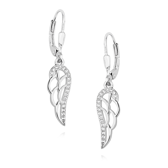 E-shop Olivie Strieborné náušnice KRÍDLO so zirkónmi 0772 Ag 925; ≤1,8 g.