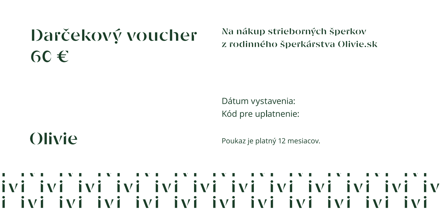 Olivie DARČEKOVÝ POUKAZ elektronický 1287 Hodnota: 60 €