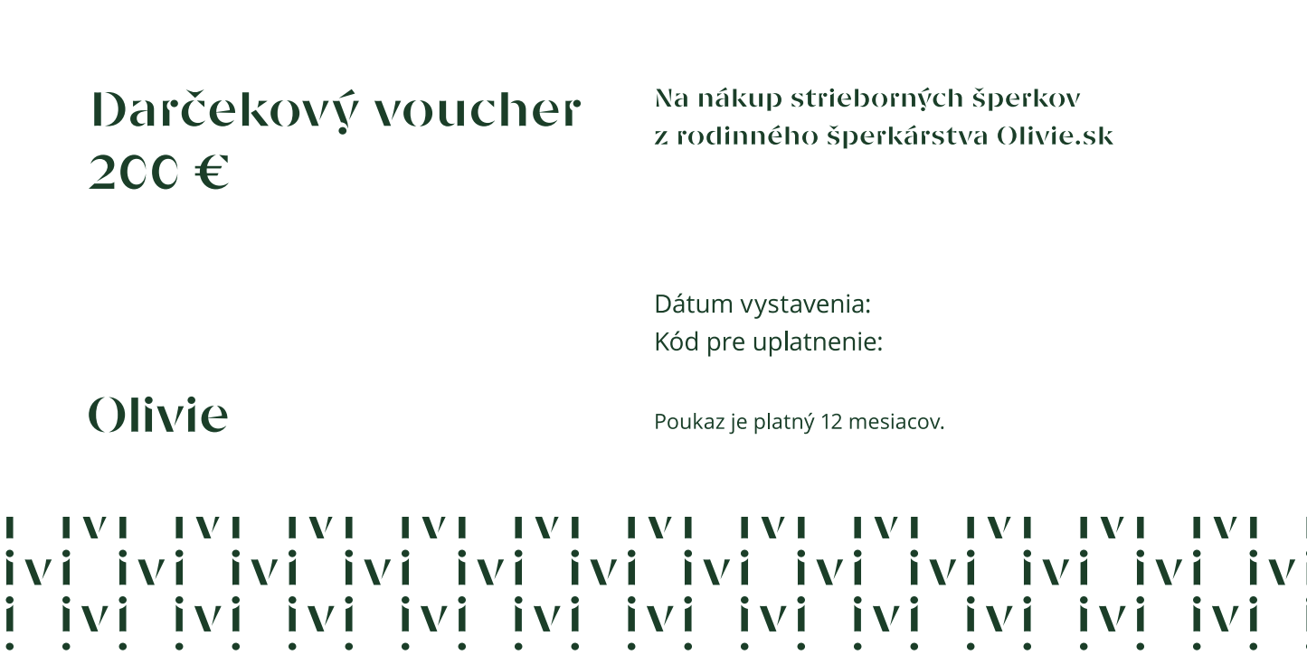 Olivie DARČEKOVÝ POUKAZ elektronický 1287 Hodnota: 200 €