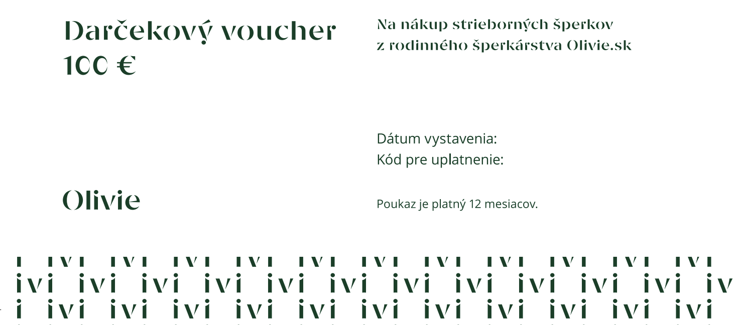 Olivie DARČEKOVÝ POUKAZ elektronický 1287 Hodnota: 100 €