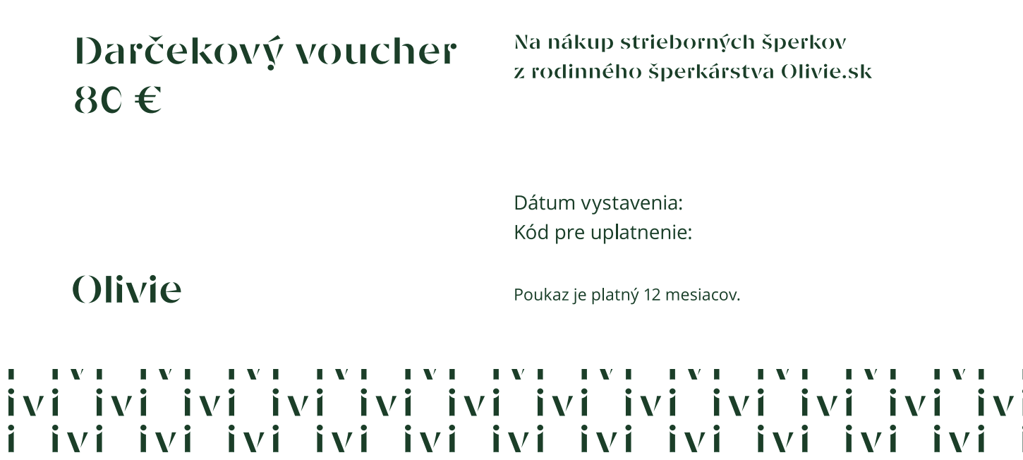 Olivie DARČEKOVÝ POUKAZ elektronický 1287 Hodnota: 80 €