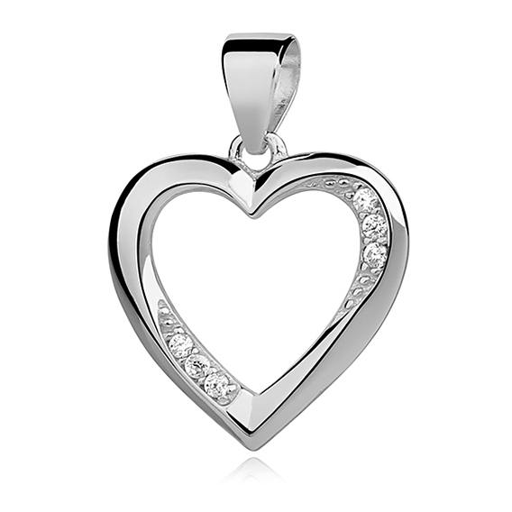 E-shop Olivie Strieborný prívesok SRDCE so zirkónmi 1606 Ag 925; ≤1,3 g.