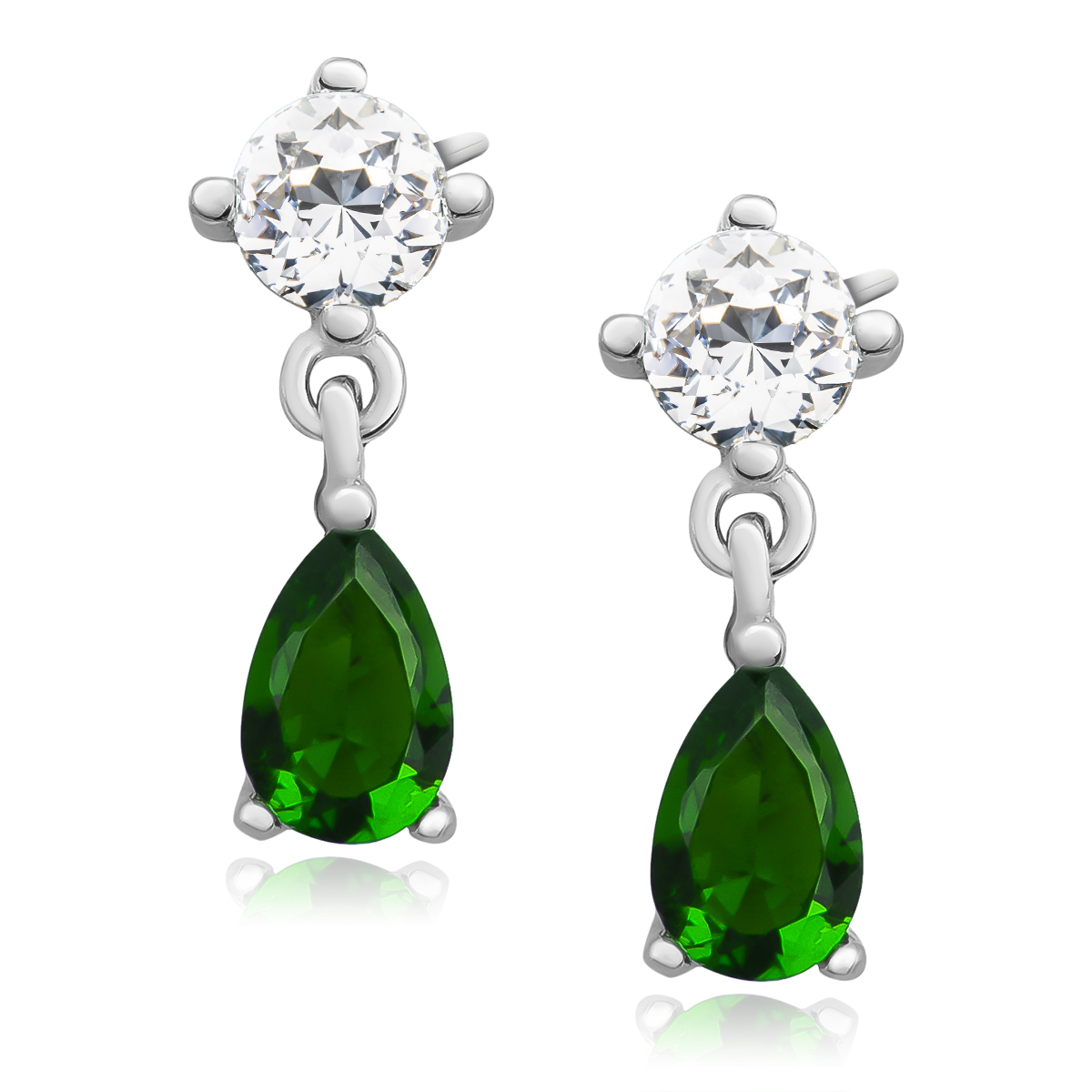 E-shop Olivie Strieborné náušnice SMARAGD 3259 Ag 925; ≤1,3 g.
