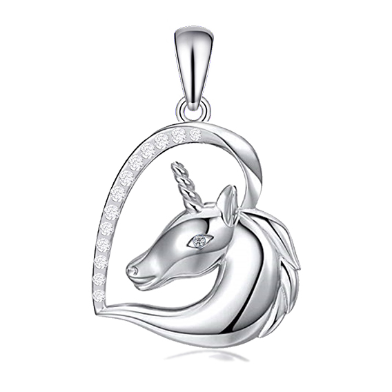 E-shop Olivie Strieborný prívesok JEDNOROŽEC V SRDCI 3758 Ag 925; ≤2 g.