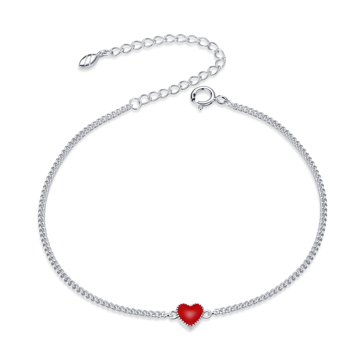 E-shop Olivie Strieborný náramok ČERVENÉ SRDCE 4314 Ag 925; ≤1,4 g.