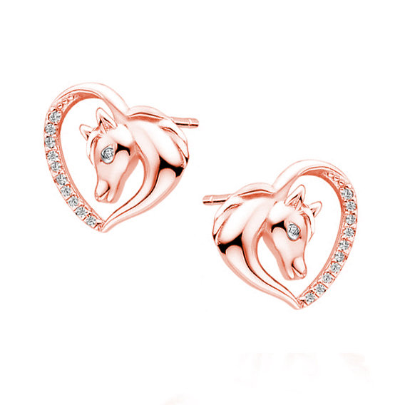E-shop Olivie Strieborné ROSE náušnice KÔŇ V SRDCI 4654 Ag 925; ≤1,8 g.