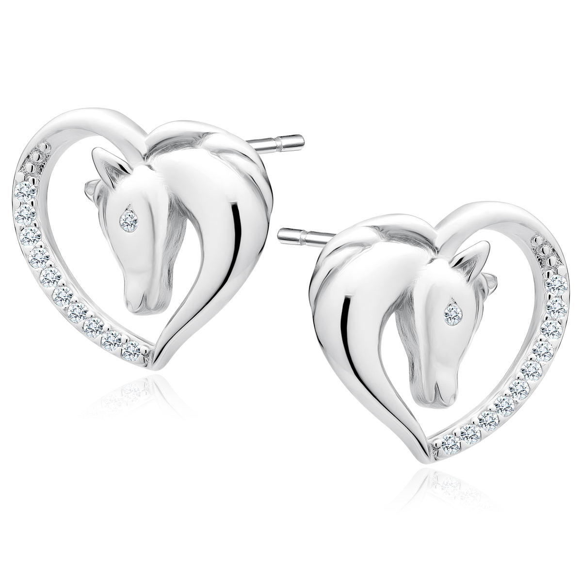 E-shop Olivie Strieborné náušnice KÔŇ V SRDCI 4655 Ag 925; ≤1,8 g.